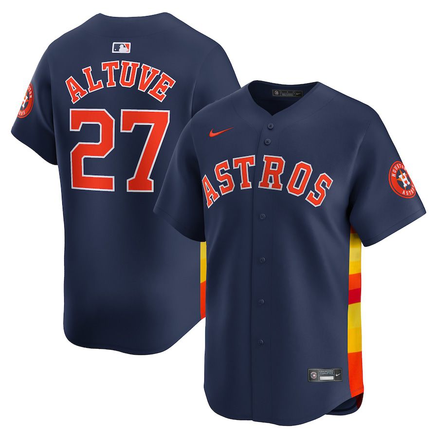 Men Houston Astros 27 Jose Altuve Nike Navy Alternate Limited Player MLB Jersey